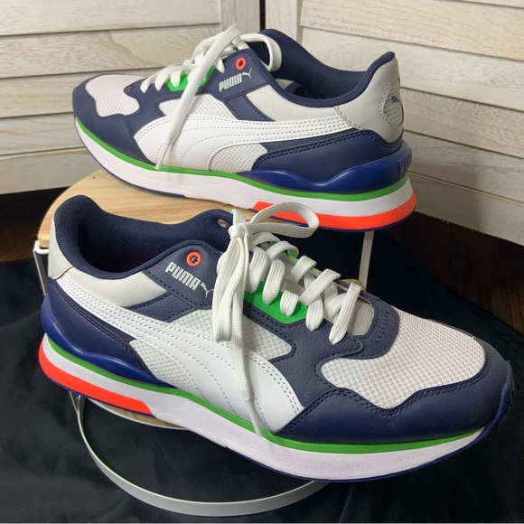 Puma R78 Futr Retro White and Peacoat Blue Wide Fit Sneaker Shoes Like New - Picture 5 of 14